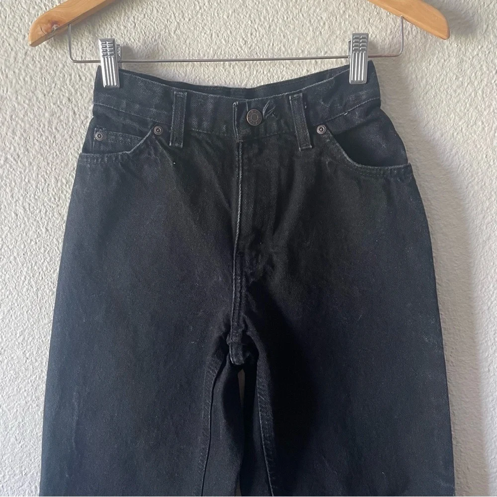 Vintage Curfew Tapered Jeans Girls 14 Slim (23x26) Black Distressed Cotton